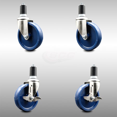 Service Caster 5 Inch 316SS Solid Poly Swivel 1-5/8 Inch Expanding Stem Caster Brake SCC, 2PK SCC-SS316EX20S514-SPUS-2-TLB-2-158